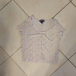 Streetwear Society White and Pink Floral Top